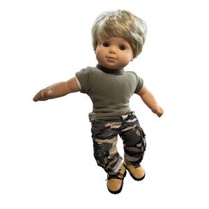 2014 American Girl BITTY BABY 15” Boy Doll Blue Eyes Blonde Hair Camo Outfit